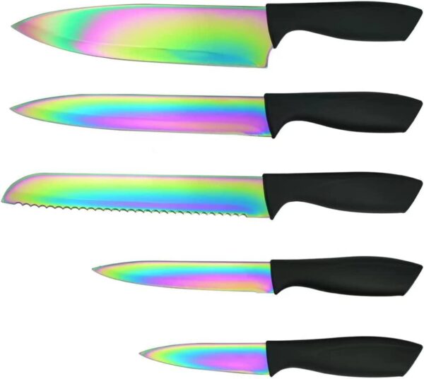 Rainbow Kichen Knife Set with Rainbow Titanium Coating