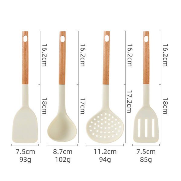 4 pcs Silicone Cooking Utensil Set with Wooden Handle