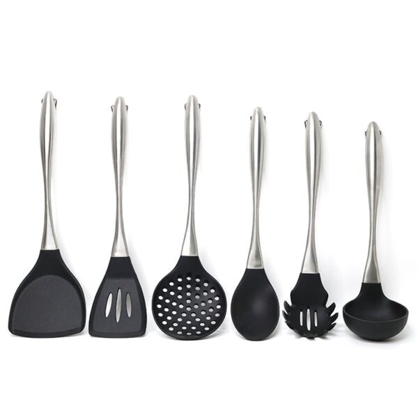 5 PCS Silicone Kitchen Utensil with Hollow Stainless Steel Handle - 图片 2