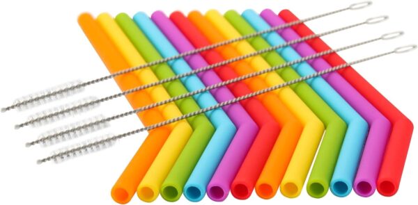 Reusable Flexible Silicone Straws with Cleaning Brush - 图片 2