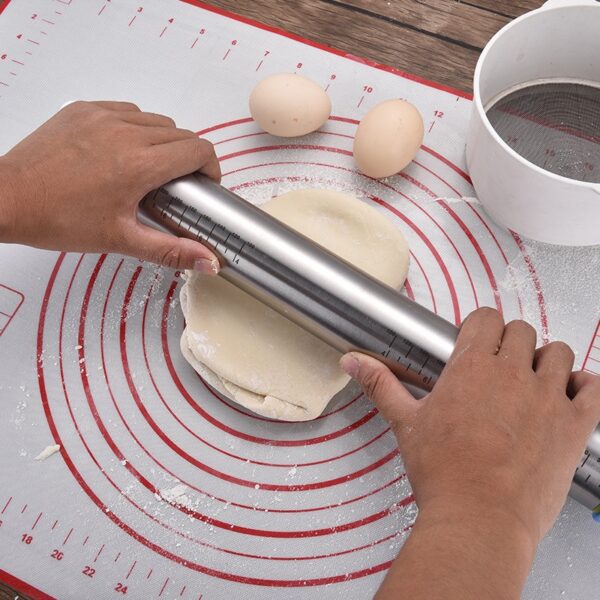 Rolling Pins and Silicone Baking Pastry Mat Set with Thickness Rings - 图片 4