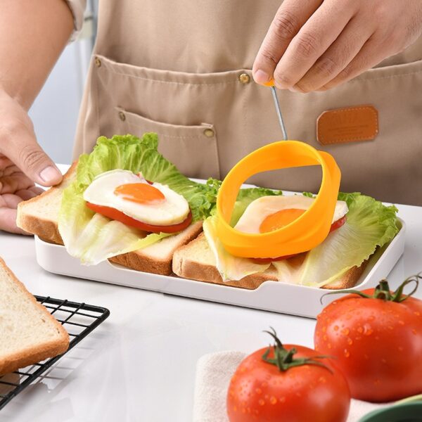 Colored Non-sticked Frying Egg Rings with Easy Grip Handle - 图片 3