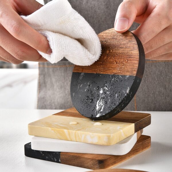 Stylish Wooden Stone Coaster - 图片 4