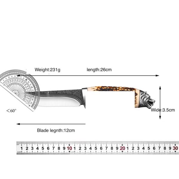 Retro Style Stylish Outdoor Viking Knife with Tiger Shape Handle - 图片 4