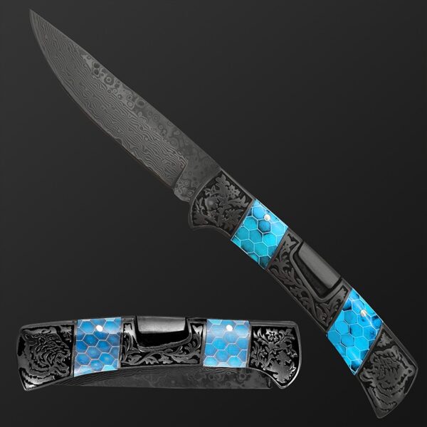Stylish Damascus Camping Knife - 图片 3