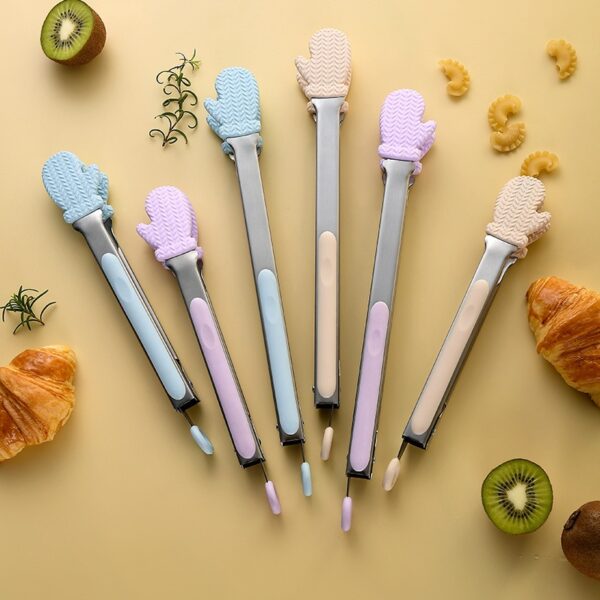 New Design Cut Stainless Steel Tongs with Silicone Glove Shape Tips - 图片 2