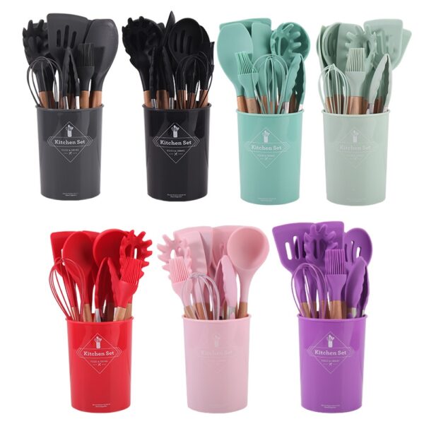 Wholesale Amazon Hot Selling Nylon Kitchen Cooking Utensil with Wooden Handle