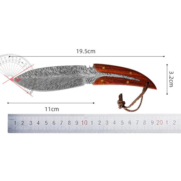 Yangjiang New Design Leaf Shape Chef Viking Camping Knife with Damascus Pattern - 图片 3