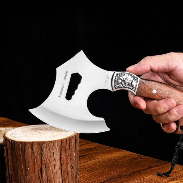 Ultra Sharp Multi-Function Portable Hatchet Axe with Wooden Oxford Cloth Sheath - 图片 4