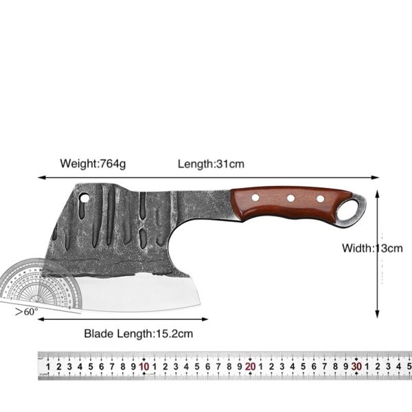 Heavy Duty Handmade Meat Cleaver Axes Shape Forged Boning Butcher Knife - 图片 2
