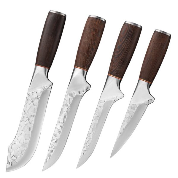 Ultra Sharp Hand Forged Chef Knife Set with Ergonomic Wooden Hander