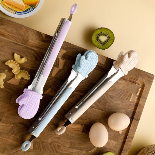 New Design Cut Stainless Steel Tongs with Silicone Glove Shape Tips - 图片 3