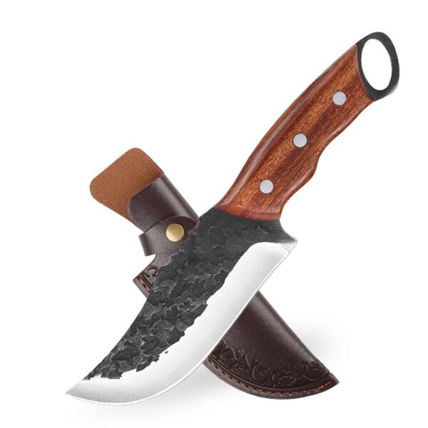 Outdoor Premium Hand Forged Utility Knife Boning Knife and Vegetable Knife with Leather Sheath - 图片 4